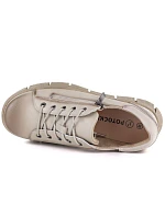 Dámské kožené boty na platformě béžové model 22097280 - Cambell Dámské kožené boty na platformě béžové model 22097280 - Cambell