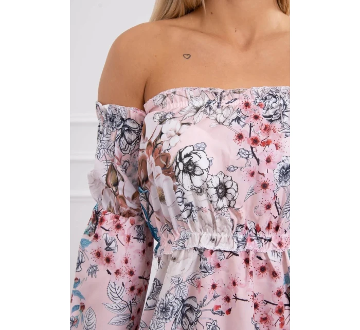 model 18746616 květinové šaty pudrově růžové - K-Fashion model 18746616 květinové šaty pudrově růžové - K-Fashion