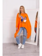 Oversize halenka s potiskem oranžová Oversize halenka s potiskem oranžová