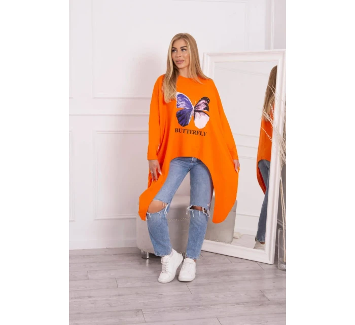 Oversize halenka s potiskem oranžová Oversize halenka s potiskem oranžová