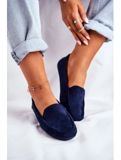 Mokasyny Damskie Granatowe Zamszowe Morreno
