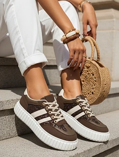 Dámske kožené tenisky ZY1392 LA351P hnedé – FashionStreet