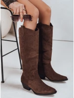 Dámské semišové hnědé kovbojské boty Dstreet model 21995226 - FashionStreet