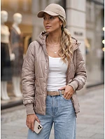 Dámska prešívaná prechodná bunda s kapucňou, béžová, FashionStreet TY5783