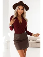Dámské BODY s obálkovým výstřihem vínové model 21781180 - numoco