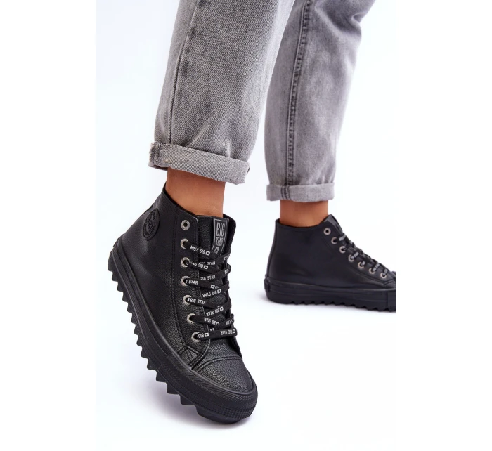 Trampki Damskie Big Star Wysokie Ocieplane Czarne EE274110 Trampki Damskie Big Star Wysokie Ocieplane Czarne EE274110