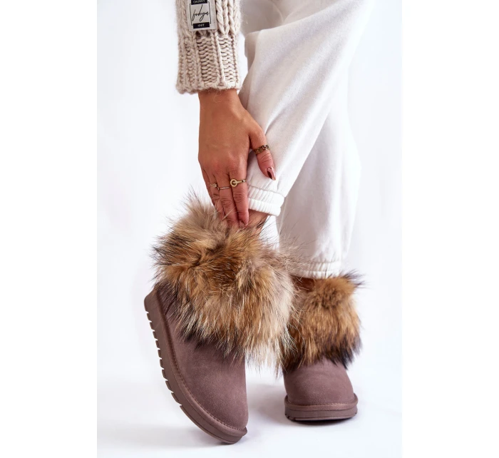 Damskie Zamszowe Śniegowce Z Futerkiem Szare Alexa Damskie Zamszowe Śniegowce Z Futerkiem Szare Alexa