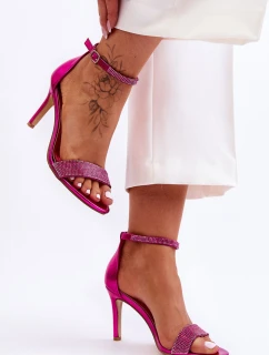 Dámské sandály na vysokém podpatku s kamínky Fuchsie model 21622341 - Boto