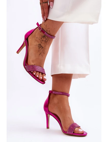 Damskie Sandały Na Szpilce Z Dżetami Fuksja Perfecto
