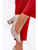 Czółenka Na Słupku Eleganckie Vinceza 62224 Szare