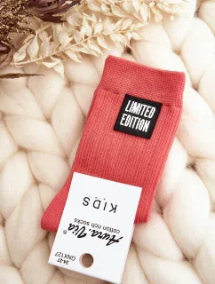 Dětské hladké ponožky s růžovou nášivkou