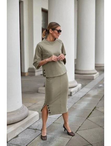 Sukně a halenka  model khaki  model 20247358 - La Aurora