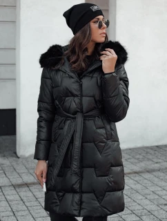 Dámska zimná bunda STYLOWQ dlhá prešívaná s kožušinou čierna FashionStreet TY4631
