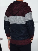 Pánsky zateplený sveter s kapucňou bordový FashionStreet WX2275