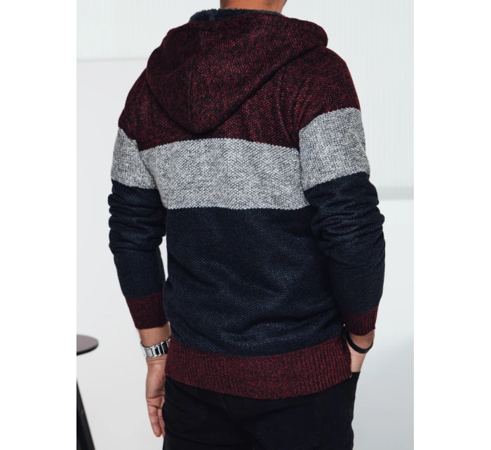 Pánsky zateplený sveter s kapucňou bordový FashionStreet WX2275