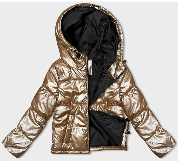 Dámska béžová krátka bunda nadrozmernej veľkosti (5M3193-84)