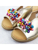 Dámske zlaté sandále s korálkami Filippo DS6230