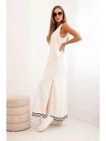 Dámská souprava s viskózou s rozepínací mikinou a dlouhou sukní ecru