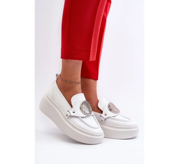 Kožené Mokasíny S Ozdobou Bílé model 21660952 - Zazoo