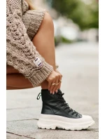 Skórzane Ocieplane Trampki Na Masywnej Platformie Big Star OO274A599 Czarne Skórzane Ocieplane Trampki Na Masywnej Platformie Big Star OO274A599 Czarne