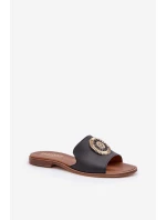 Kožené Pantofle S Dekorací Na Plochém Podpatku Zazoo model 21682288 Černé - Boto Kožené Pantofle S Dekorací Na Plochém Podpatku Zazoo model 21682288 Černé - Boto