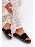 Klapki Damskie Na Platformie Z Eko Zamszu Czarne Jorina Klapki Damskie Na Platformie Z Eko Zamszu Czarne Jorina