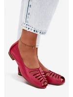 Otevřené baleríny z přírodní kůže Maciejka P7541-15 Fuksie