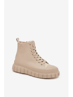 Dámske zateplené tenisky na platforme z ECO kože Big Star - béžové