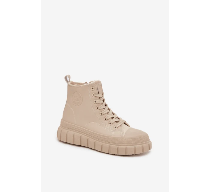 Dámske zateplené tenisky na platforme z ECO kože Big Star - béžové Dámske zateplené tenisky na platforme z ECO kože Big Star - béžové