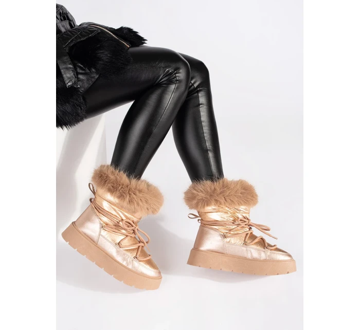 Jedinečné zlaté sněhule dámské platforma Jedinečné zlaté sněhule dámské platforma