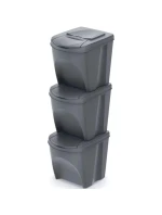 Odpadkové koše 25 l SORTIBOX SET 3 PACK OF GRAY STONE detské