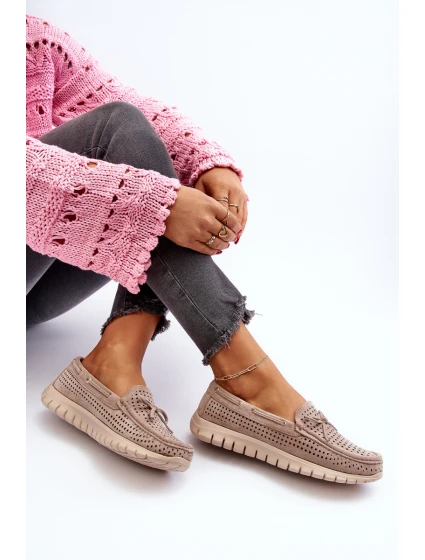 Mokasyny Damskie Z Kokardą Beżowe Reece