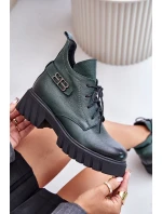 Dámské Kožené Kotníkové Boty S Svrškem Zateplené Tmavě Zelené model 21673818 - Zazoo