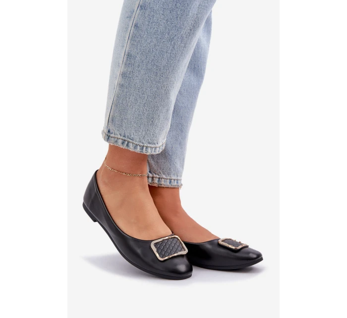 Eko kožené baleríny se zdobením černé model 21684298 - Boto