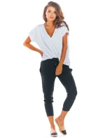 Dámské 3/4 kalhoty model 18775292 Černá - awama Dámské 3/4 kalhoty model 18775292 Černá - awama