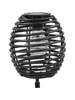 RATANOVÁ SOLÁRNA GUĽOVÁ LAMPA ČIERNA PROGARDEN