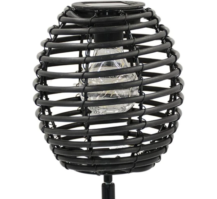 RATANOVÁ SOLÁRNA GUĽOVÁ LAMPA ČIERNA PROGARDEN
