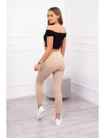 Žebrované legíny béžové Žebrované legíny béžové