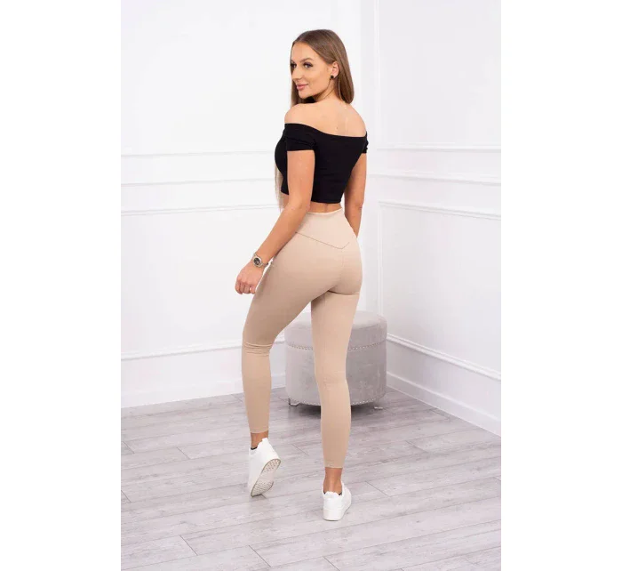 Žebrované legíny béžové Žebrované legíny béžové