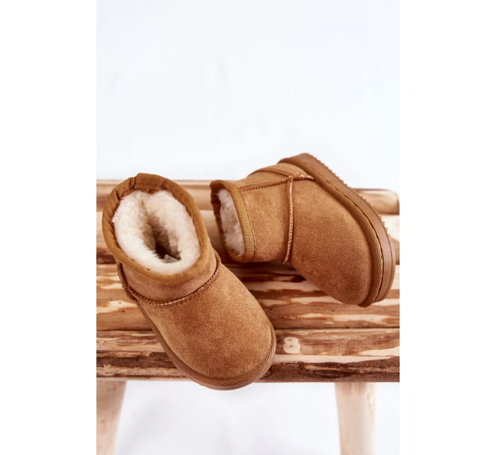 Dětské Teplé Sněhule Semišové Velbloud model 21602949 - Boto Dětské Teplé Sněhule Semišové Velbloud model 21602949 - Boto