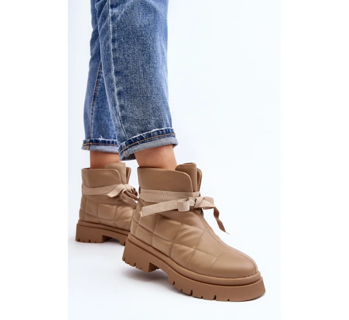 Dámské kotníčkové boty se a šněrováním khaki model 21644678 - Boto Dámské kotníčkové boty se a šněrováním khaki model 21644678 - Boto