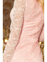 Čipkované šaty s dlhými rukávmi Numoco - ružové