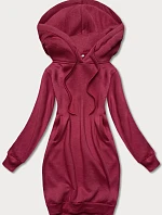 Dlhá tepláková mikina vo vínovej bordovej farbe (YS10005-21)