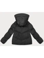 Dámska čierna voľná bunda s kapucňou (8118)