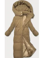 Dlhý kabát v ťavej farbe s jednoduchým strihom (WD202229)