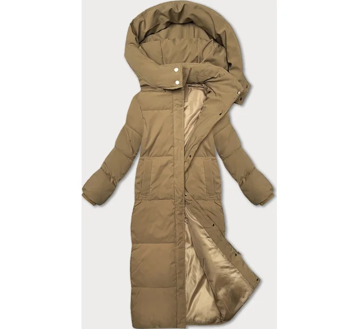 Dlhý kabát v ťavej farbe s jednoduchým strihom (WD202229)