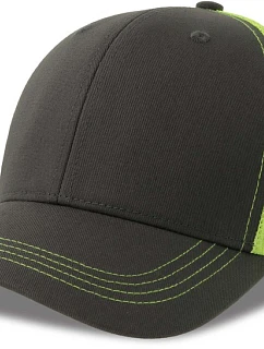 Atlantis Headwear Sonic-S 6-panelová truckerová čiapka 33.0259 tmavošedá/žltá fluo