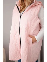 Dámske Plus veľkosť prešívaná vesta s kapucňou Candy Pink