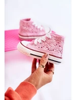 Dziecięce Wysokie Trampki Różowe Mona Dziecięce Wysokie Trampki Różowe Mona