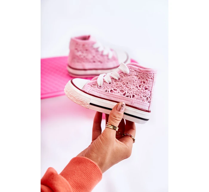 Dziecięce Wysokie Trampki Różowe Mona Dziecięce Wysokie Trampki Różowe Mona